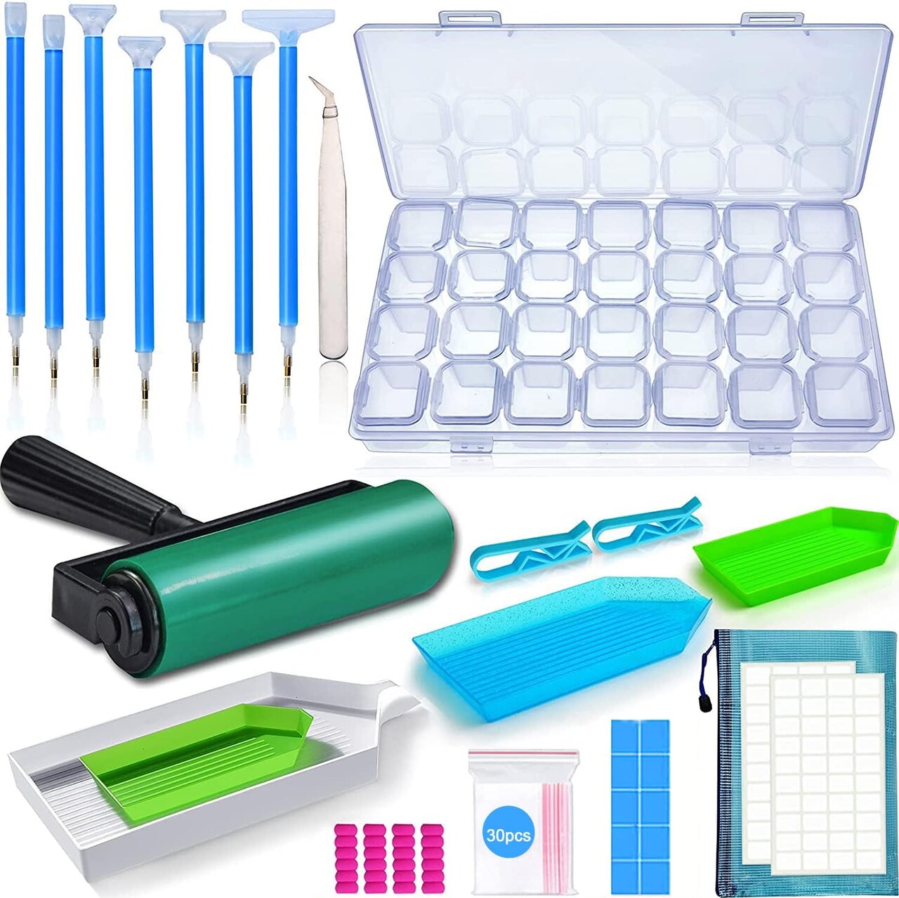 70 PCS 5D Diamond Painting Tools Kit with Embroidery Box and Roller